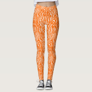Abstract Pattern 130621 - Orange an White Leggings