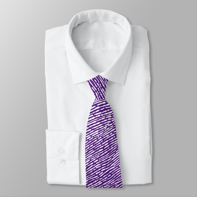 Abstract Pattern 140523 - White on Royal Purple Tie (Tied)