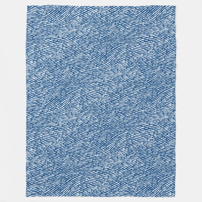 Abstract Pattern 140523 - White on Shibori Blue Fleece Blanket (Front)