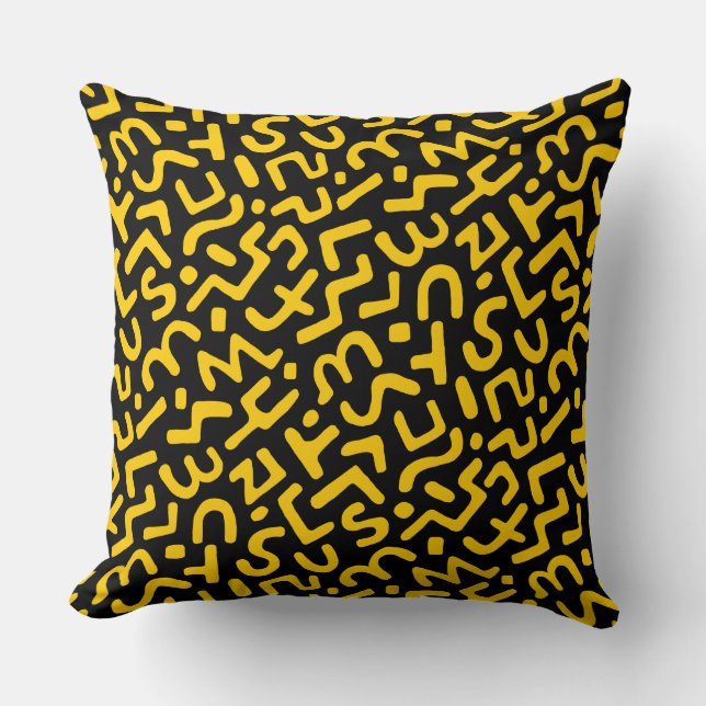 Abstract Pattern 170822 - Amber on Black Cushion (Front)