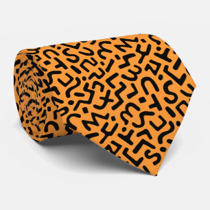 Abstract Pattern 170822 - Black on Light Orange Tie