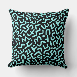 Abstract Pattern 170822 - Ice Blue on Black Cushion