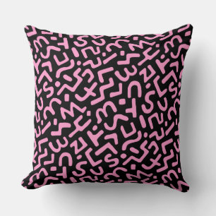 Abstract Pattern 170822 - Pink on Black Cushion