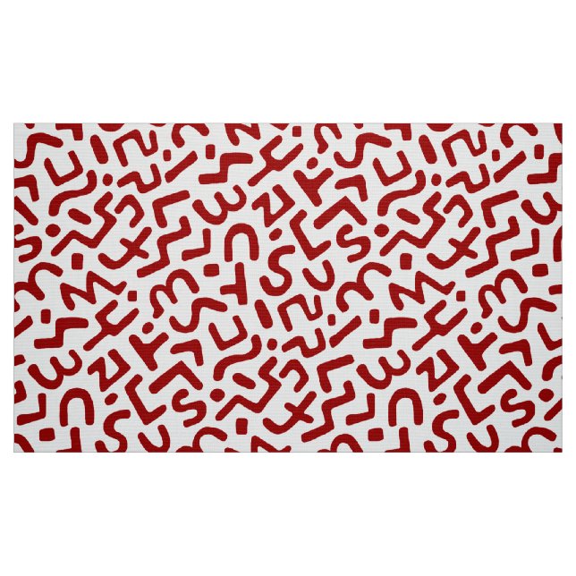 Abstract Pattern 170822 - Ruby Red on White Fabric (Fat Quarter)