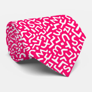Abstract Pattern 170822 - White on Neon Red Tie