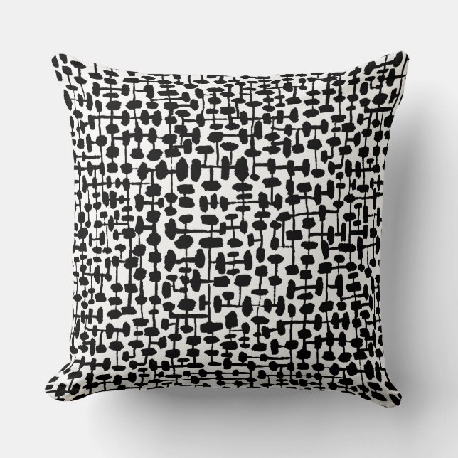 Abstract pattern 190621 Black on White Cushion (Front)