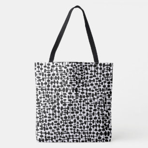 Abstract pattern 190621 Black on White Tote Bag