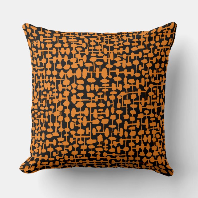 Abstract pattern 190621 Orange on Black Cushion (Front)
