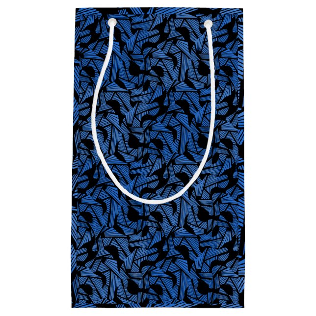 Abstract pattern 2 tones Blue.b Black BG Small Gift Bag (Front)