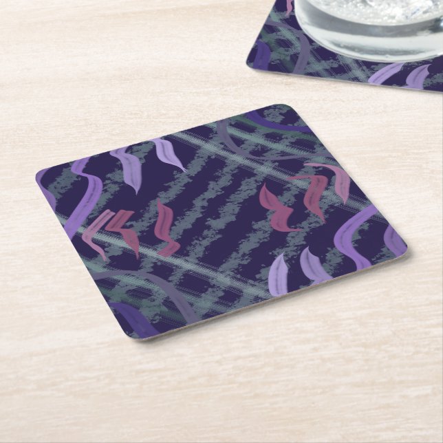 Abstract Pattern Art Of Watercolor Brushstrokes Square Paper Coaster (Angled)