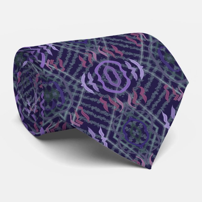 Abstract Pattern Art Of Watercolor Brushstrokes Tie (Rolled)