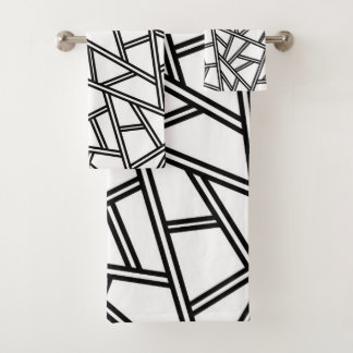 Abstract pattern -  black and white bath towel set