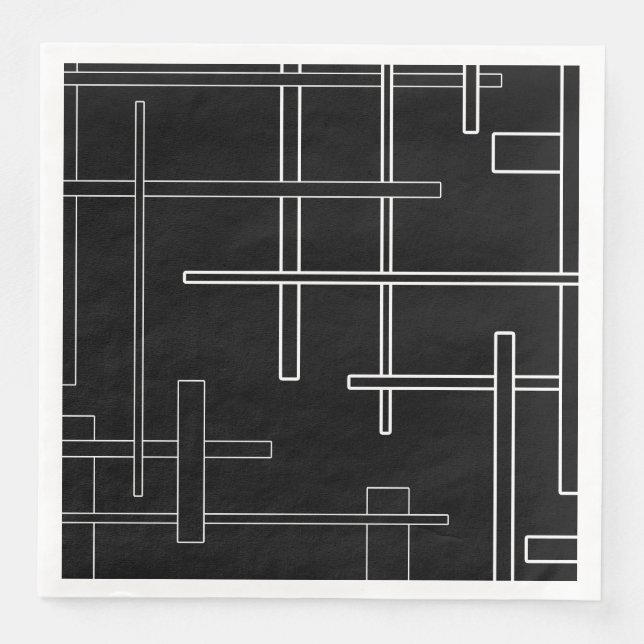 Abstract pattern - black and white napkin (Front)