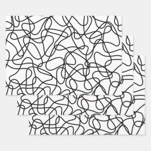 Abstract pattern - black and white wrapping paper sheet