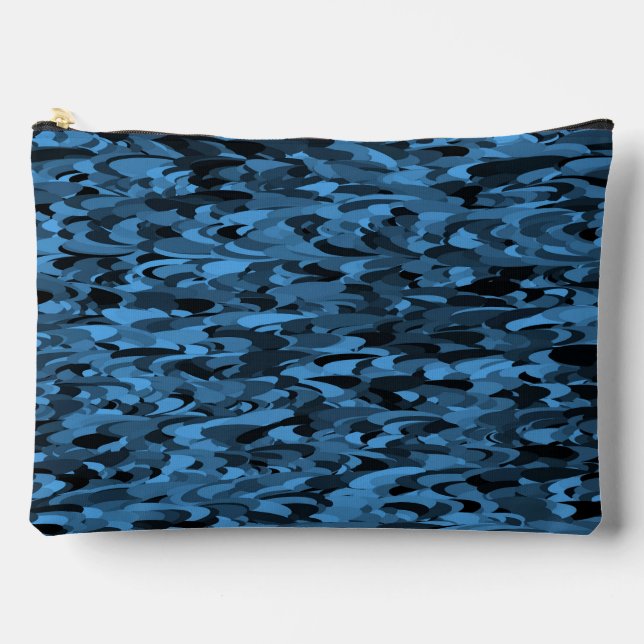 Abstract Pattern Blue Black Accessory Pouch (Front)