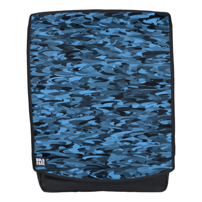 Abstract Pattern Blue Black Backpack (Front)