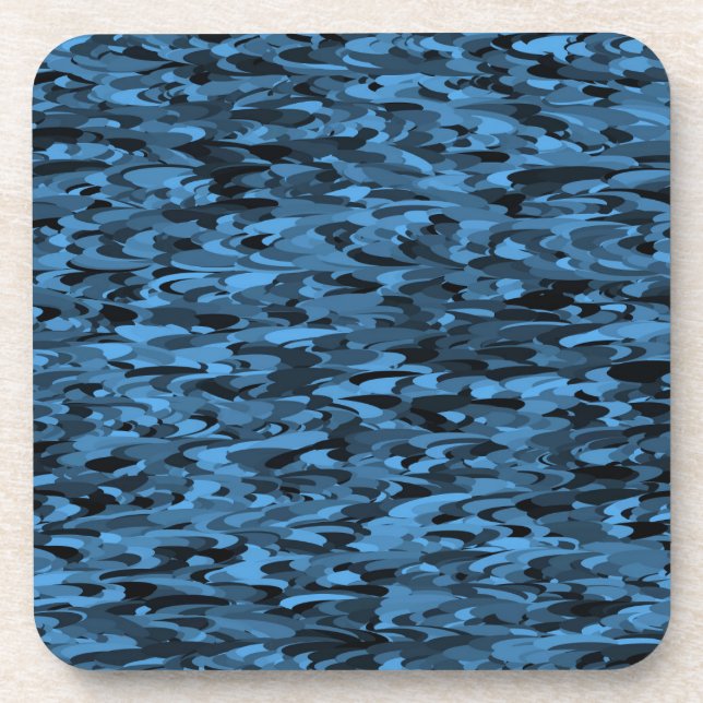 Abstract Pattern Blue Black Coaster (Front)