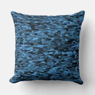 Abstract Pattern Blue Black Cushion