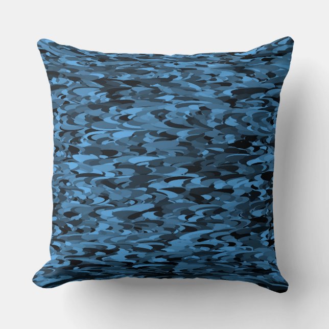 Abstract Pattern Blue Black Cushion (Front)