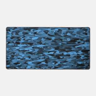 Abstract Pattern Blue Black Desk Mat