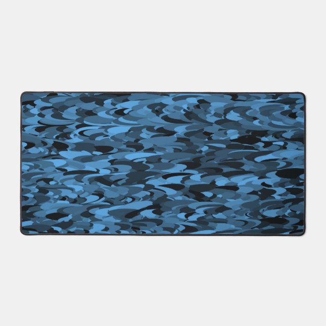 Abstract Pattern Blue Black Desk Mat (Front)