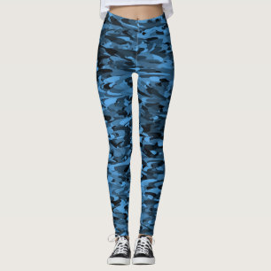 Abstract Pattern Blue Black Leggings