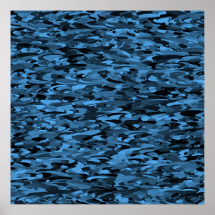 Abstract Pattern Blue Black Poster