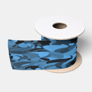 Abstract Pattern Blue Black Satin Ribbon