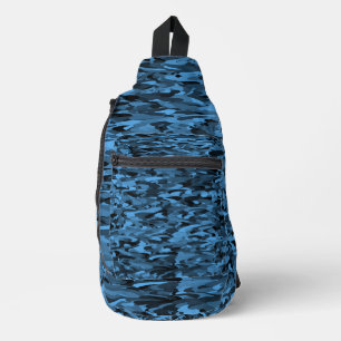 Abstract Pattern Blue Black Sling Bag
