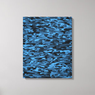 Abstract Pattern Blue Black Stretched Canvas Print