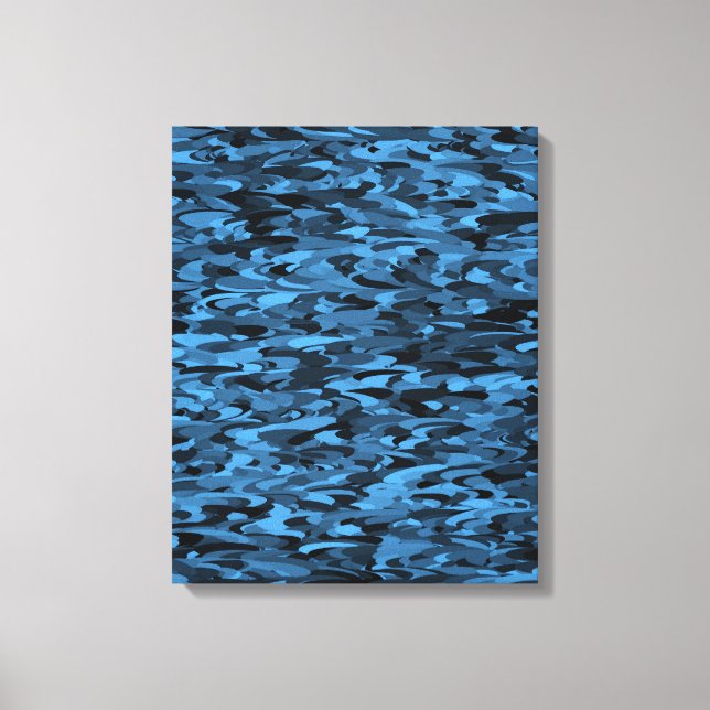 Abstract Pattern Blue Black Stretched Canvas Print (Front)