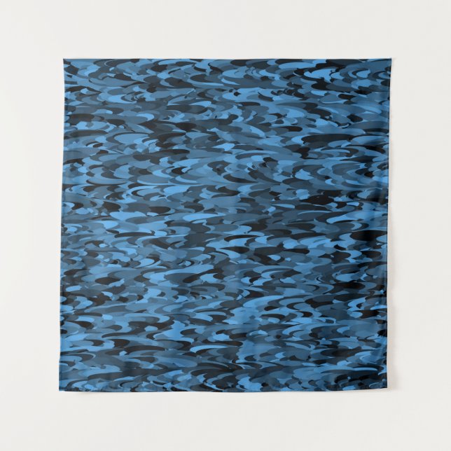 Abstract Pattern Blue Black Tapestry (Front)
