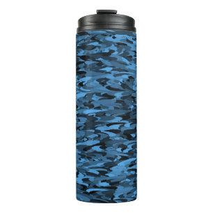 Abstract Pattern Blue Black Thermal Tumbler