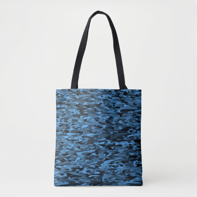 Abstract Pattern Blue Black Tote Bag (Front)