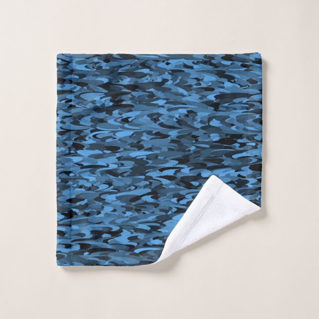 Abstract Pattern Blue Black Wash Cloth (Wash Cloth)