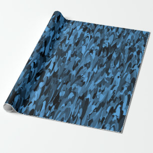 Abstract Pattern Blue Black Wrapping Paper