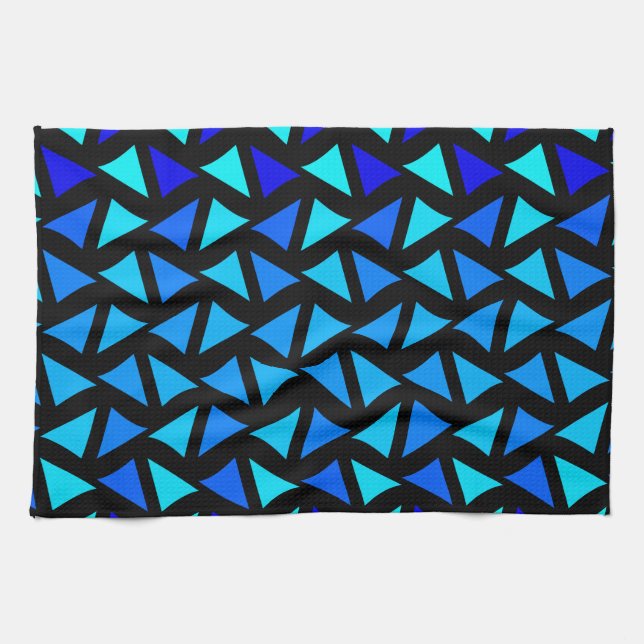 Abstract Pattern Blues Tea Towel (Horizontal)