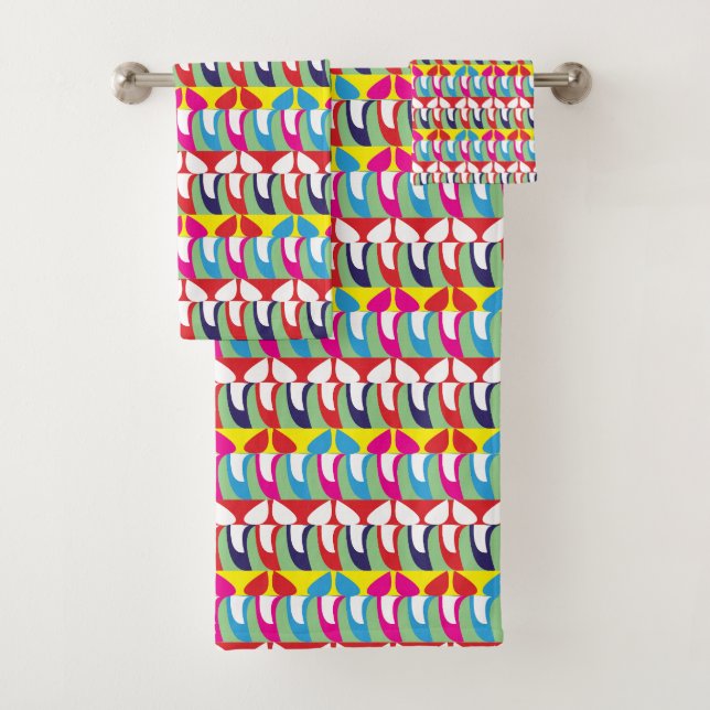 Abstract Pattern Chic Colourful Bath Towel Set (Insitu)