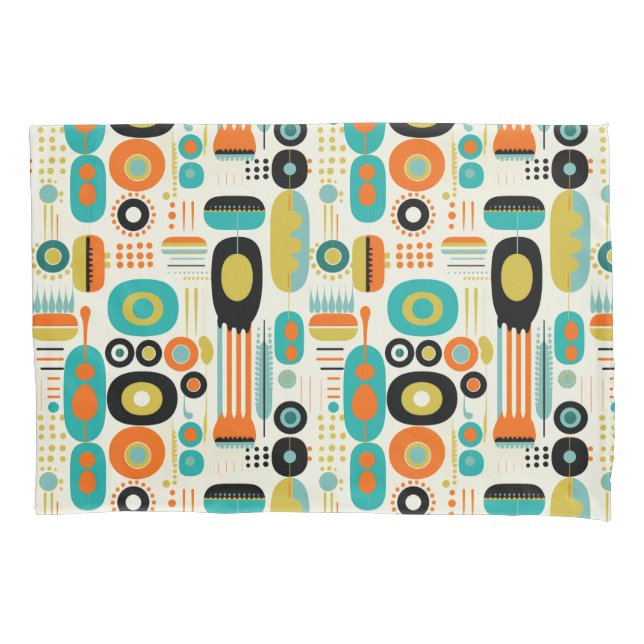 Abstract Pattern Colorful Retro Mid Century Modern Pillowcase (Front)