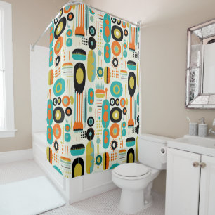 Abstract Pattern Colourful Retro Mid Century Moder Shower Curtain