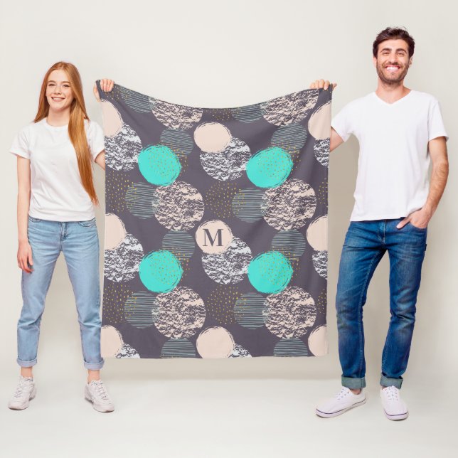 Abstract Pattern custom monogram fleece blanket (In Situ)