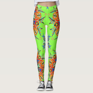 Abstract Pattern Design ( Lime Green ) Leggings
