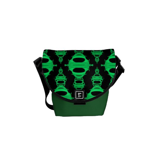 Abstract Pattern Dividers 03 Green Black Messenger Bags