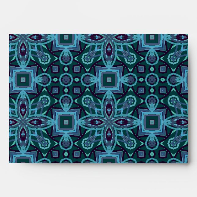Abstract Pattern Floral Art Blue Envelopes (Front)