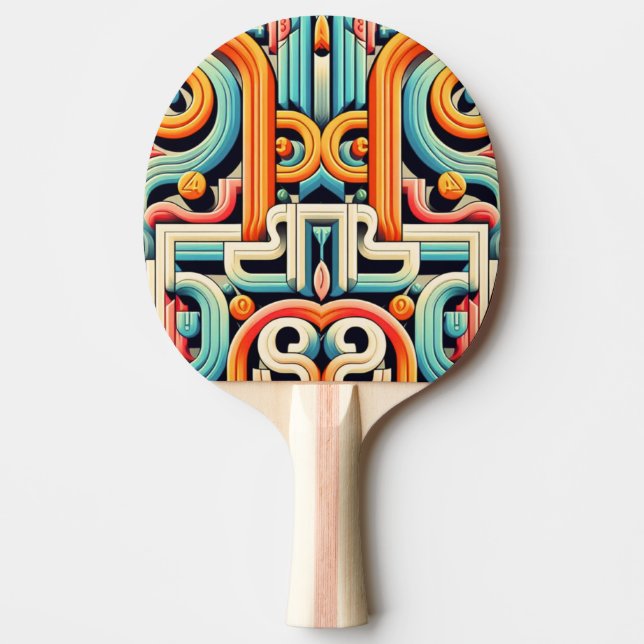 Abstract Pattern Geometric Forms Typography Ping Pong Paddle (Front)