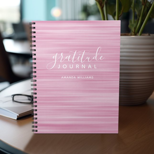 Abstract Pattern Gratitude Journal can edit pink (Gratitude notebook - personalize with your name or other text)