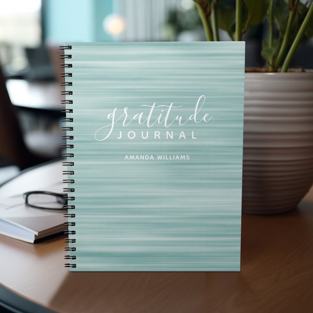 Abstract Pattern Gratitude Journal can edit teal (Gratitude notebook - personalize with your name or other text)