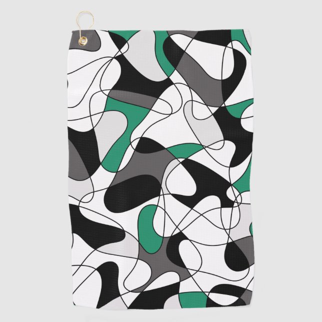 Abstract pattern - green, grey and white. golf towel (Front)