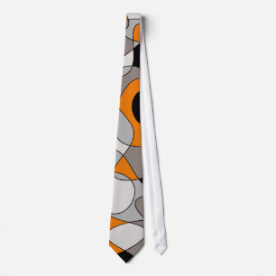 Abstract pattern - grey and orange. tie