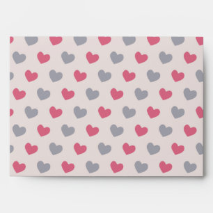 Abstract Pattern Grey & Red Heart Envelope